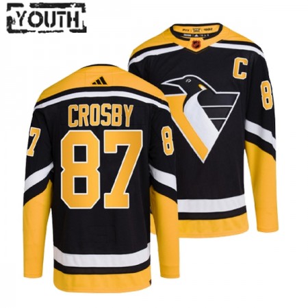 Pittsburgh Penguins Hockeydrakt Sidney Crosby 87 2022-23 Svart Reverse Retro 2.0 Adidas Authentic - Barn